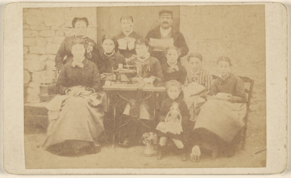 Unknown:[Group of ten men, women, and children sitting aroun, Poster Print Wall Art