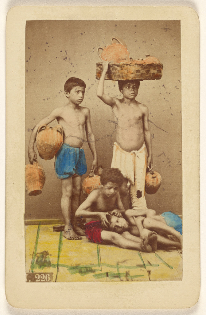 Giorgio Conrad:[Four unidentified boys: two standing with cl, Poster Print Wall Art