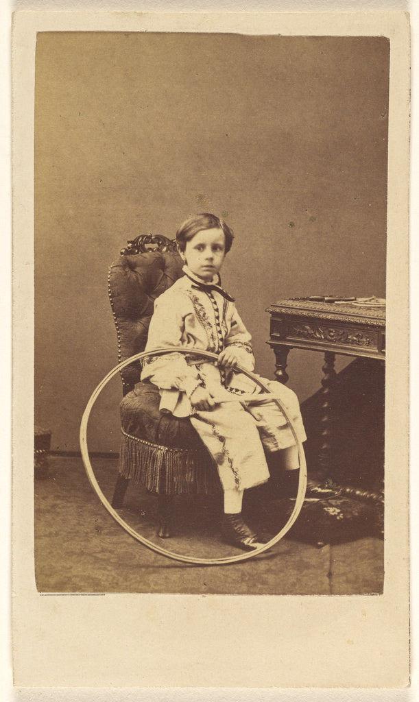 Désiré Durand:[Unidentified little boy seated, holding a l, Poster Print Wall Art
