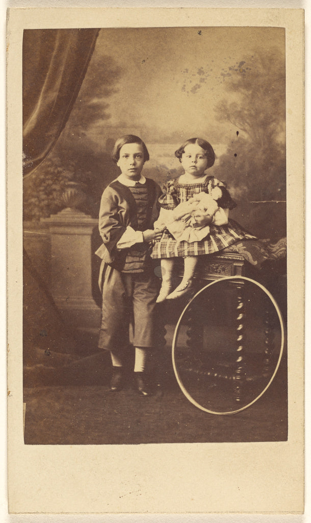Désiré Durand:[Unidentified little boy standing next to an,16x12