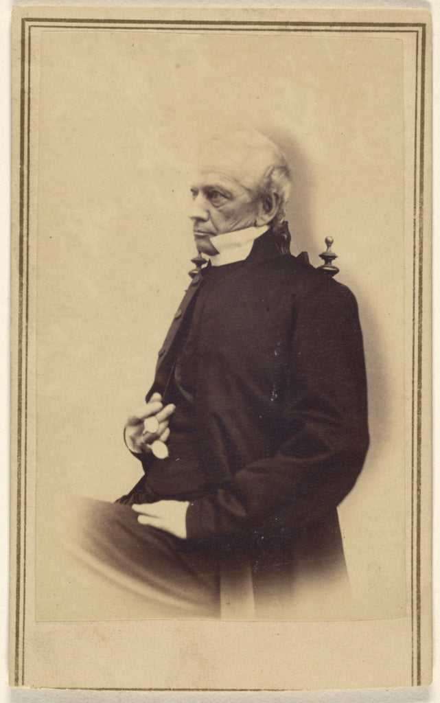 Unknown:[Unidentified balding elderly man seated, holding a , Poster Print Wall Art