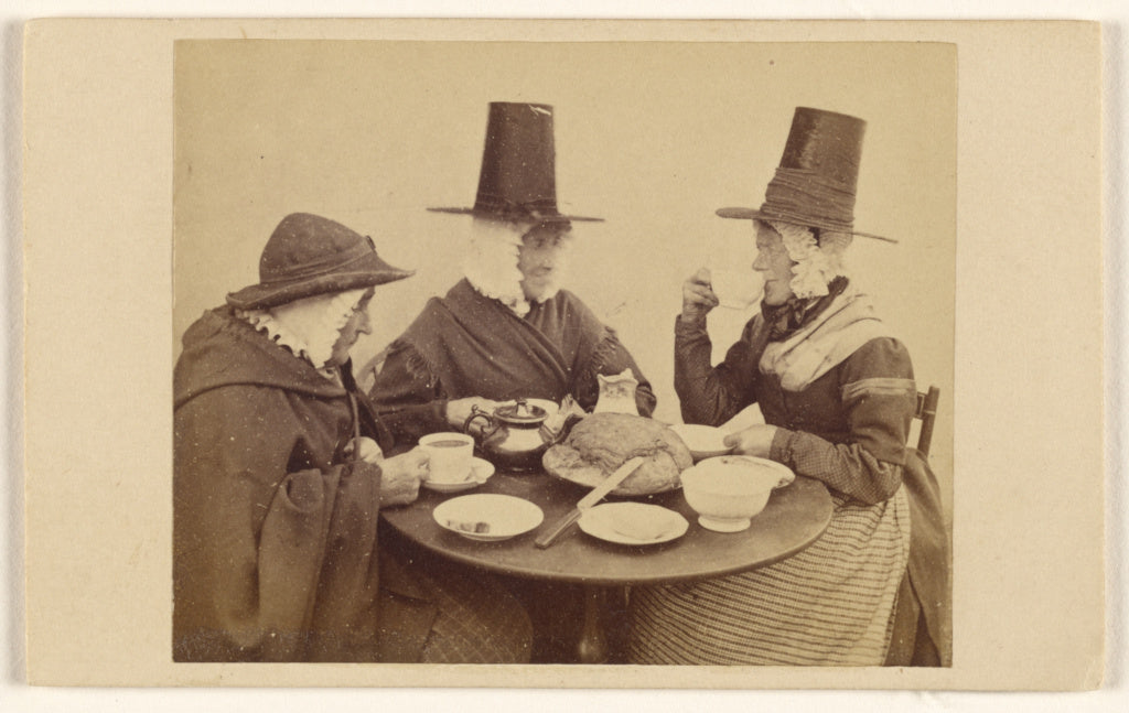 Francis Bedford:[Three Welsh ladies seated at a table having, Poster Print Wall Art