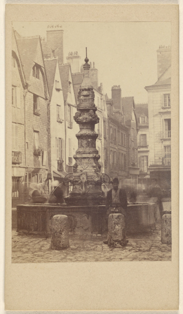 Unknown maker, French:Fontaine du marche, Tours., Poster Print Wall Art