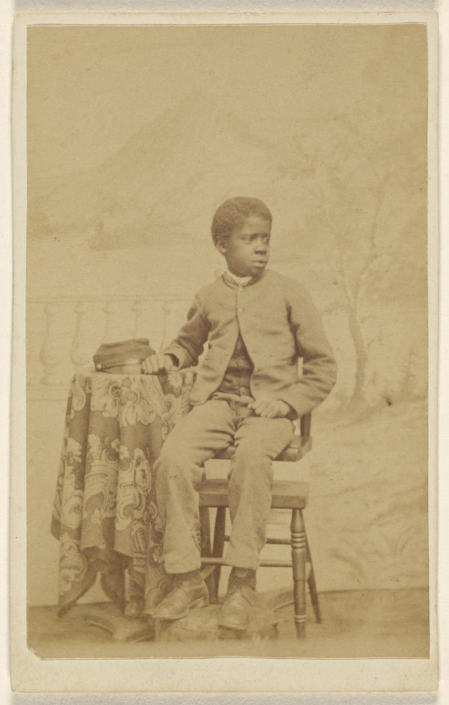 Unknown:[African-American boy in uniform, seated in 3/4 prof, Poster Print Wall Art