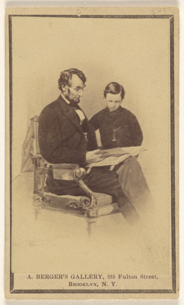 Anthony Berger:President Lincoln Reading The Bible to His So, Poster Print Wall Art