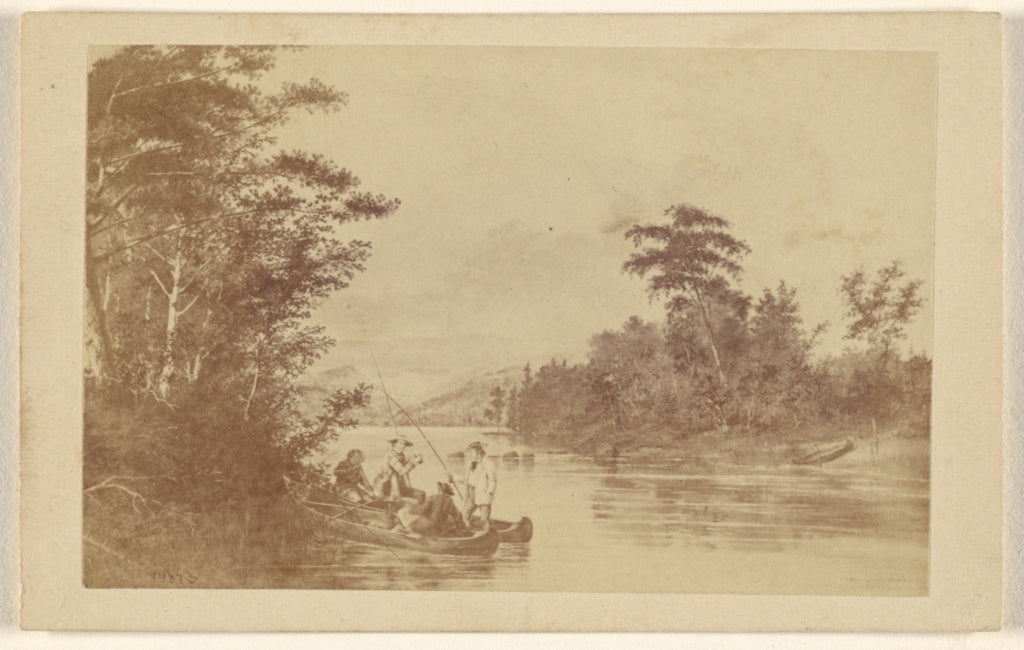 William Notman:[Painting of men fishing from two canoes], Poster Print Wall Art