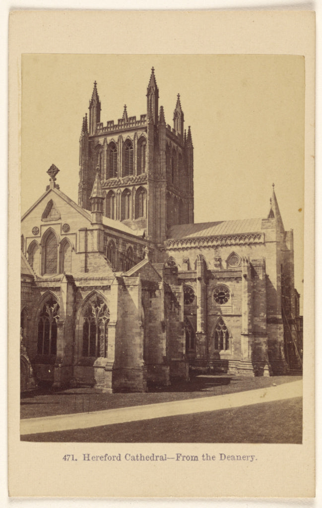 Francis Bedford:Hereford Cathedral - From The Deanery., Poster Print Wall Art