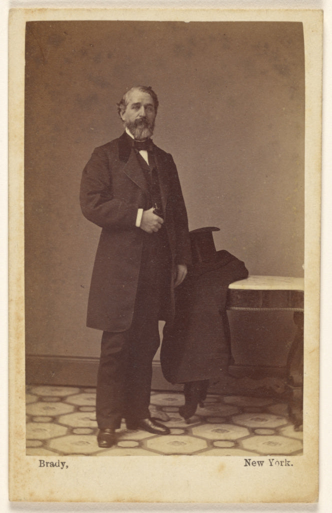 Mathew B. Brady:[Unidentified bearded man standing, a top ha, Poster Print Wall Art