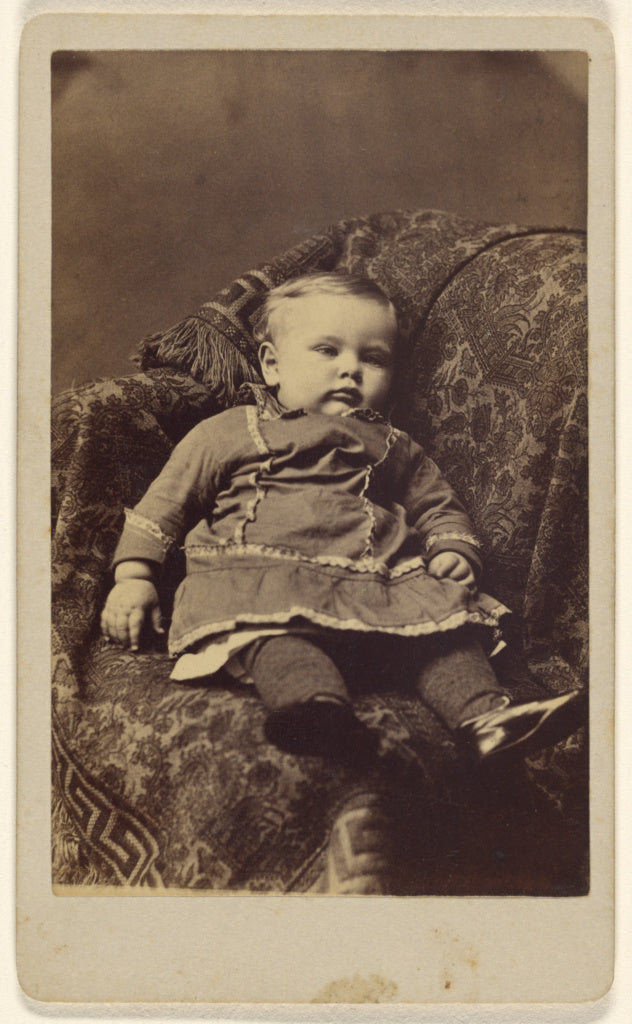 Louis Hess:[Unidentified child seated in a large upholstered, Poster Print Wall Art