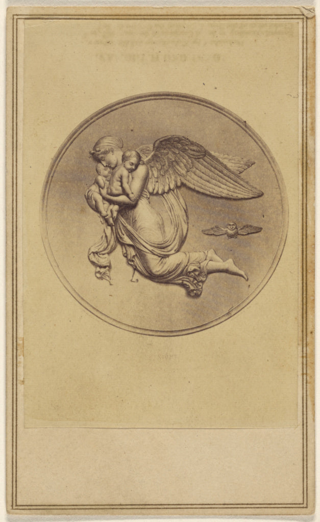 Unknown:[Bas-relief depicting an angel carrying two babies], Poster Print Wall Art