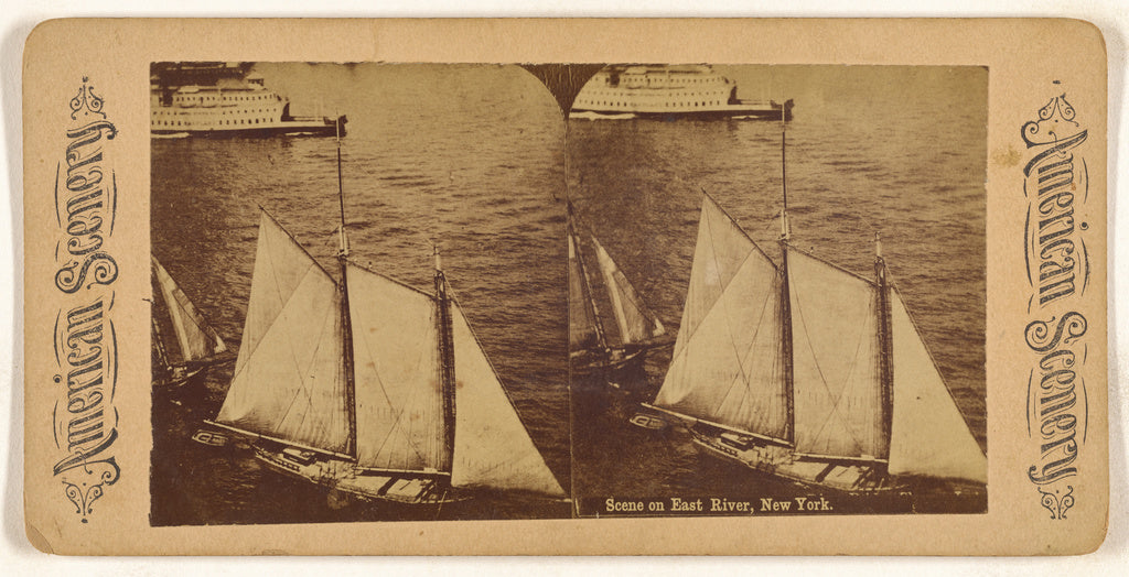 Unknown maker, American:Scene on East River, New York., Poster Print Wall Art