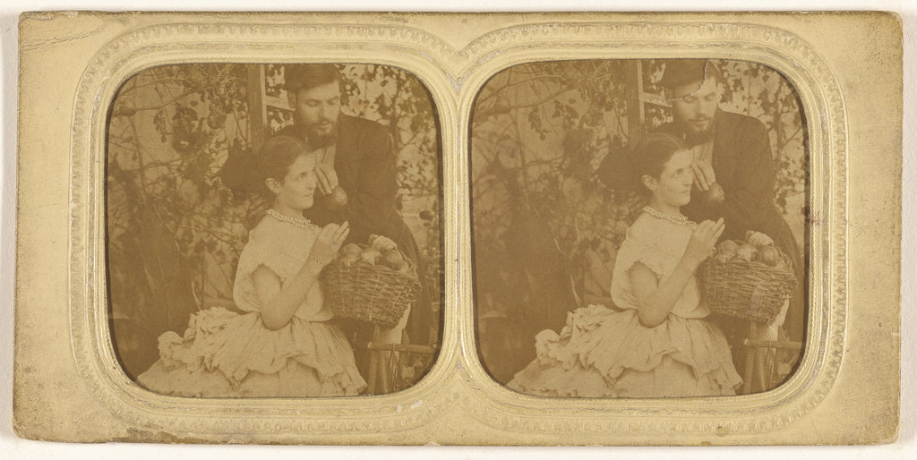 Unknown:[Unidentified couple: bearded man holding a single p, Poster Print Wall Art