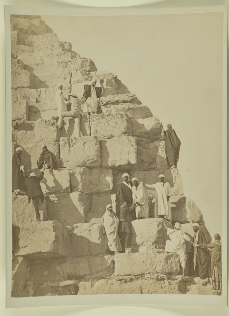 Unknown maker, Egyptian:[Men standing on steps of pyramid], Poster Print Wall Art