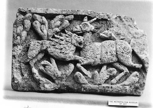 :Limestone Fragment from a Frieze with a Lion Attacking an I-16x12"(A3) Poster