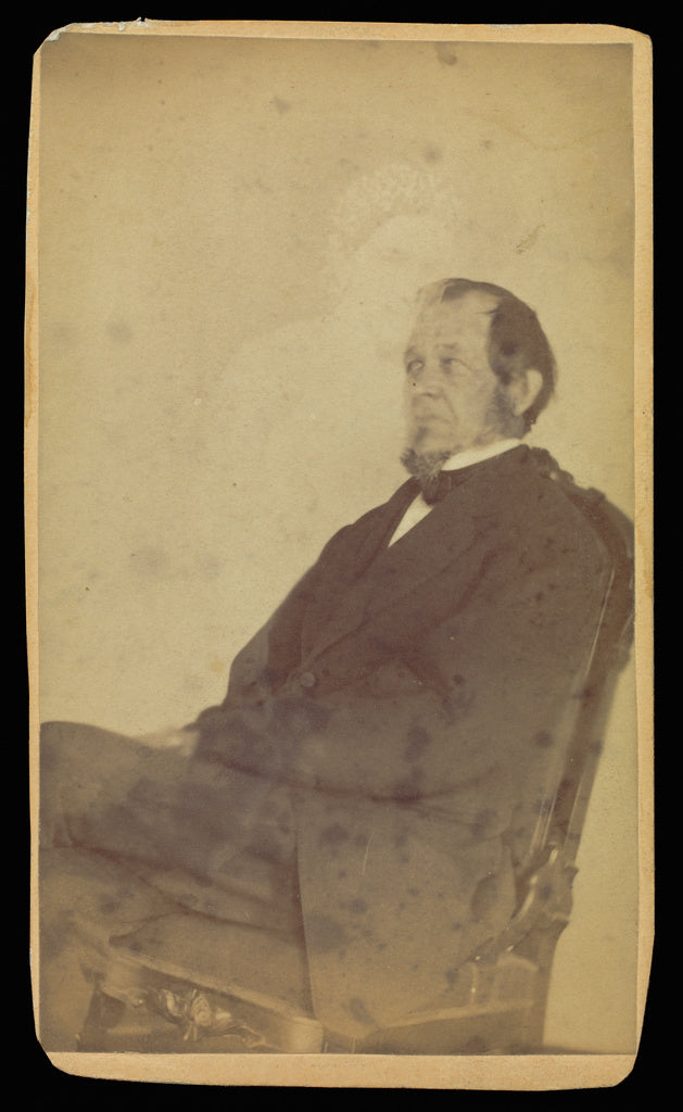 William H. Mumler:[Unidentified man seated with female "spir, Poster Print Wall Art