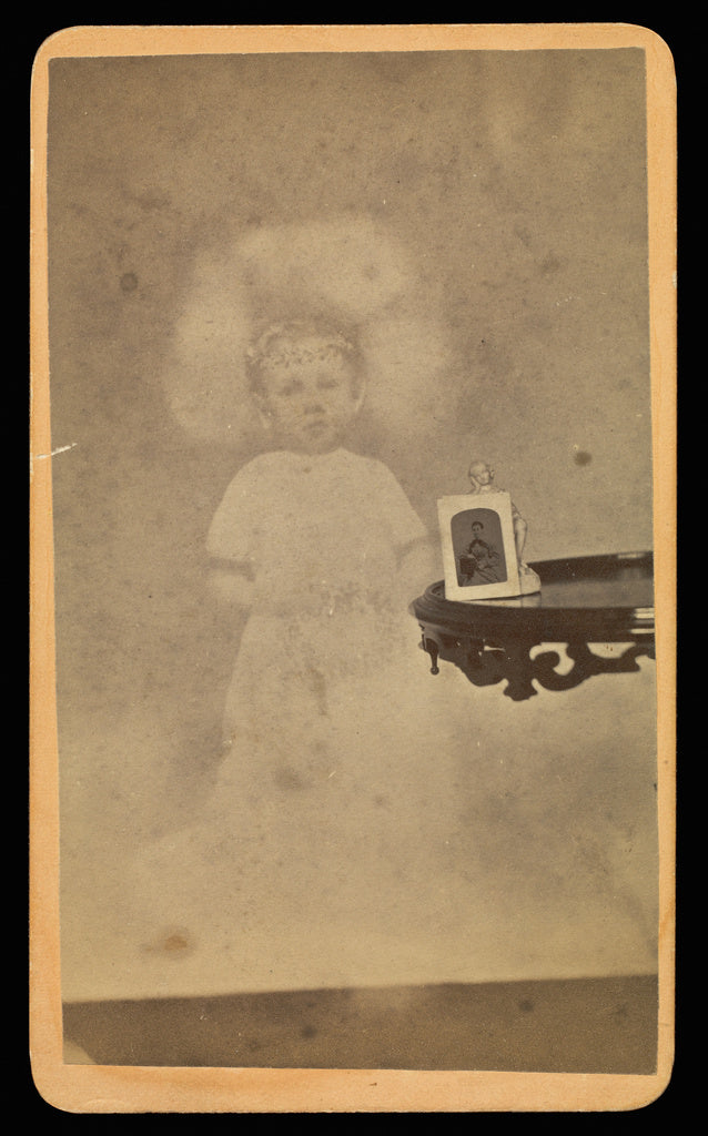 William H. Mumler:[Child "spirit" with photograph and figuri, Poster Print Wall Art