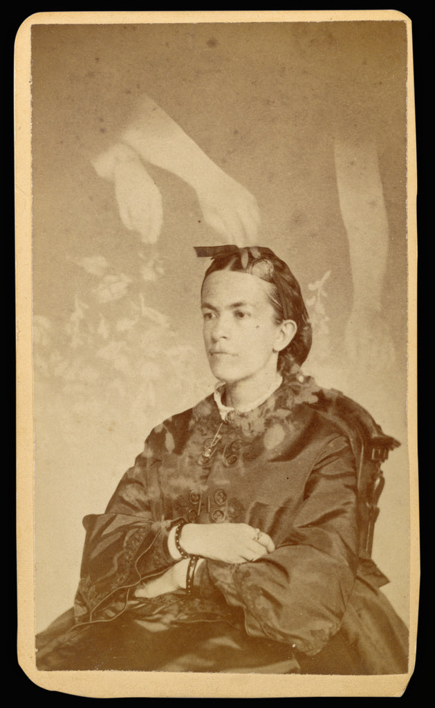 William H. Mumler:[Unidentified woman seated with arms of a , Poster Print Wall Art