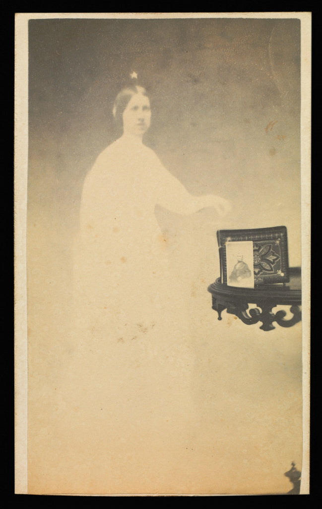 William H. MumlerAttributed to:[Female "spirit" with a carte,16x12"(A3)Poster