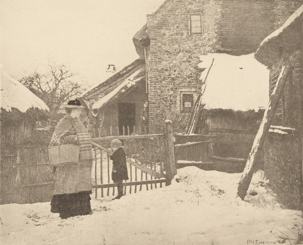 Peter Henry Emerson:Going to Market - A Winter Scene, Poster Print Wall Art