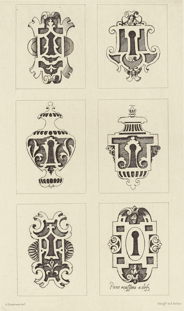 edouard Baldus:[Design for Key Holes by Androuet du Cerceau], Poster Print Wall Art