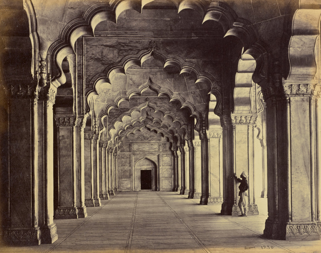 Samuel Bourne:Agra; Interior of the Motee Musjid, Showing th, Poster Print Wall Art