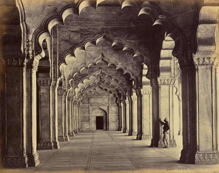 Samuel Bourne:Agra; Interior of the Motee Musjid, Showing th,16x12