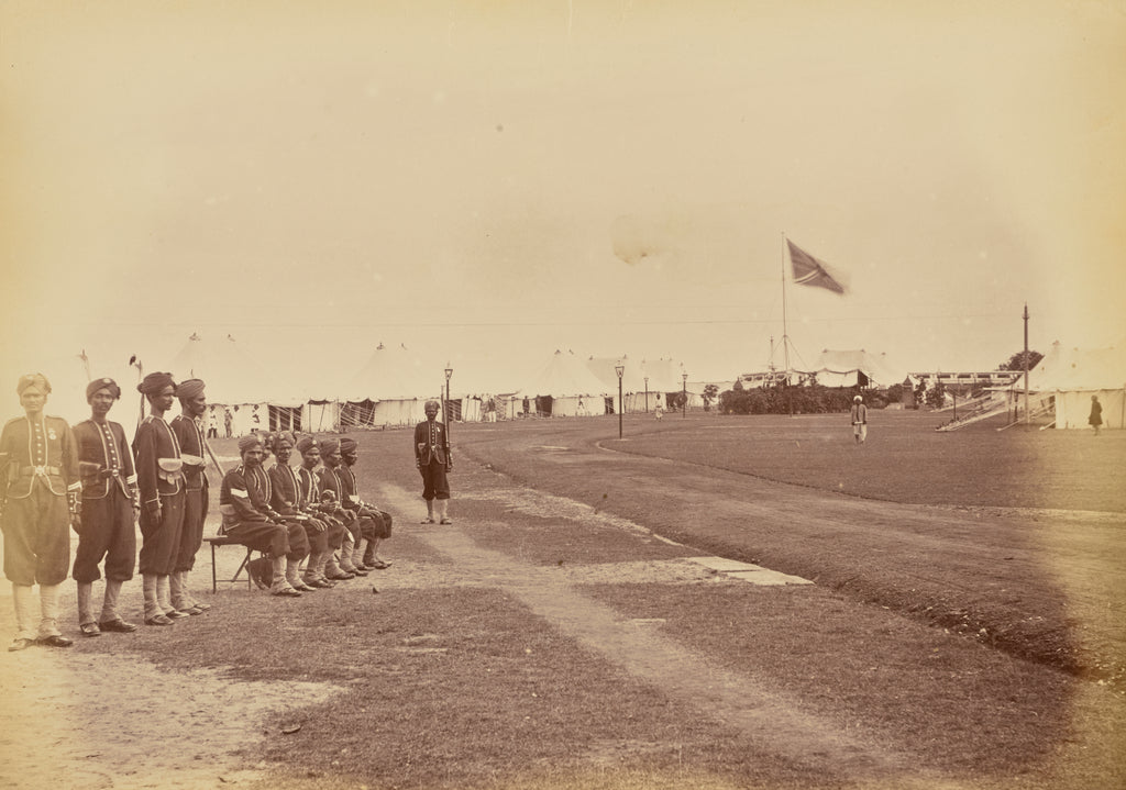 Unknown maker:[Military Encampment and Native Officers], Poster Print Wall Art