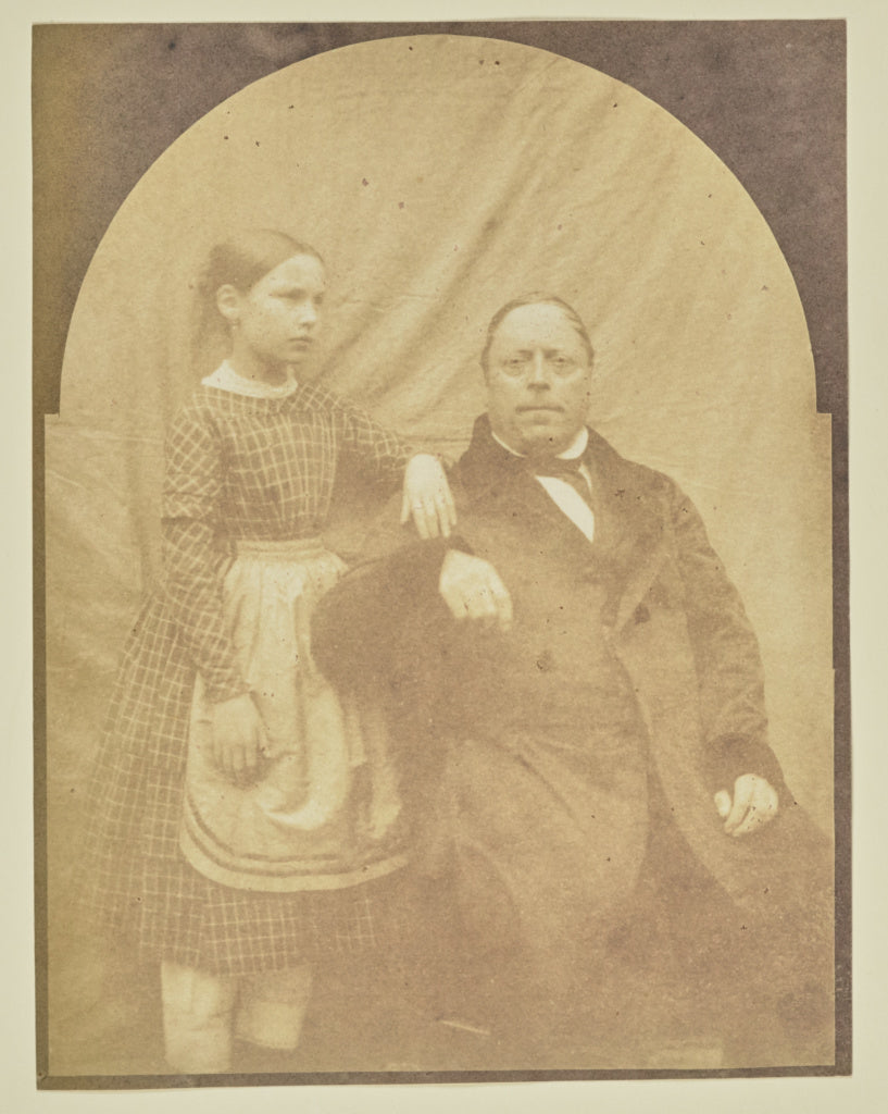 Hippolyte Bayard:[Portrait of man and girl], Poster Print Wall Art