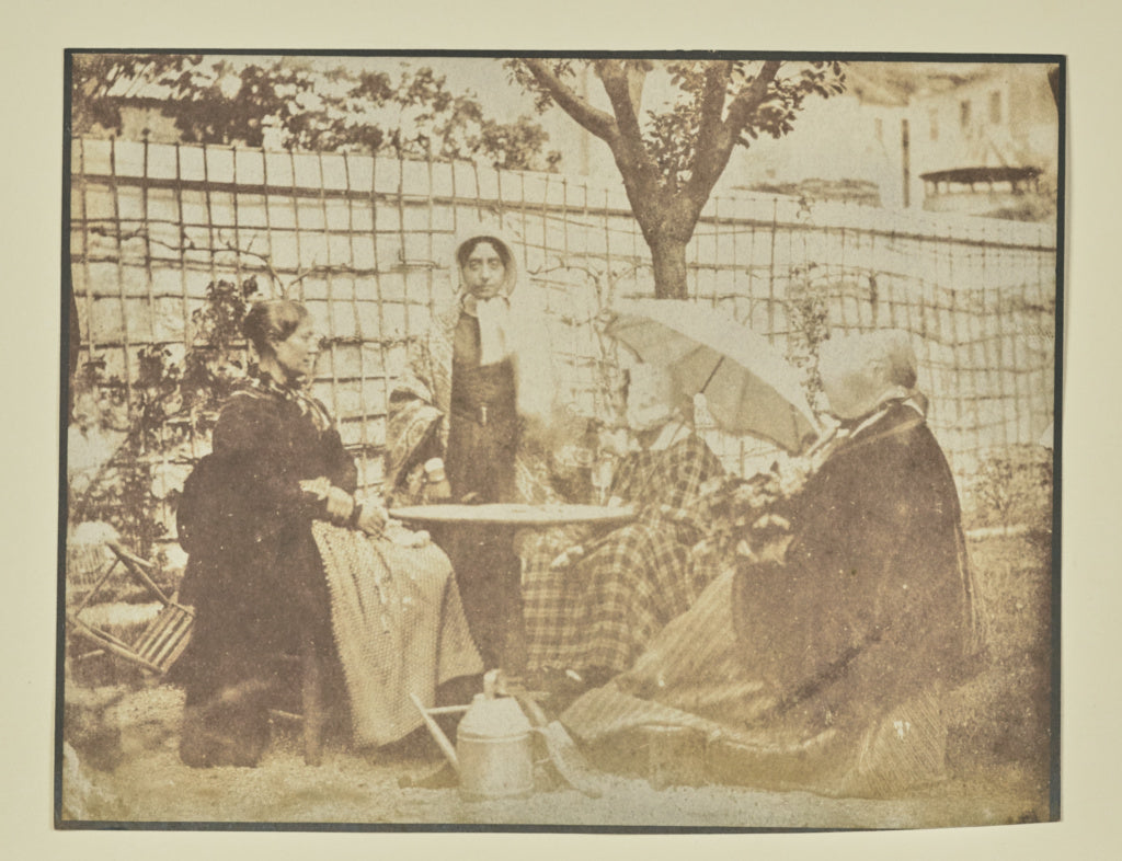 Hippolyte Bayard:[Four women seated outdoors], Poster Print Wall Art