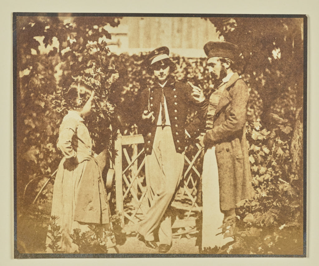 Hippolyte Bayard:[Two Men and a Girl in a Garden], Poster Print Wall Art