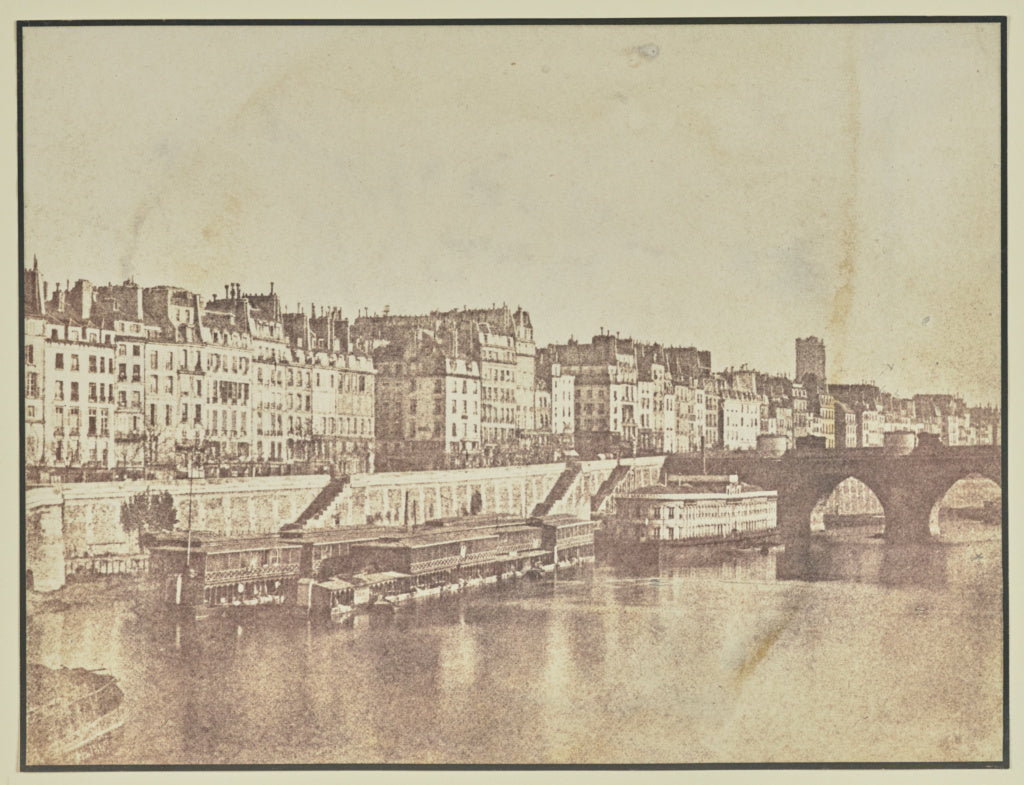 Hippolyte Bayard:[Quai on the Right Bank with Pont-Neuf], Poster Print Wall Art