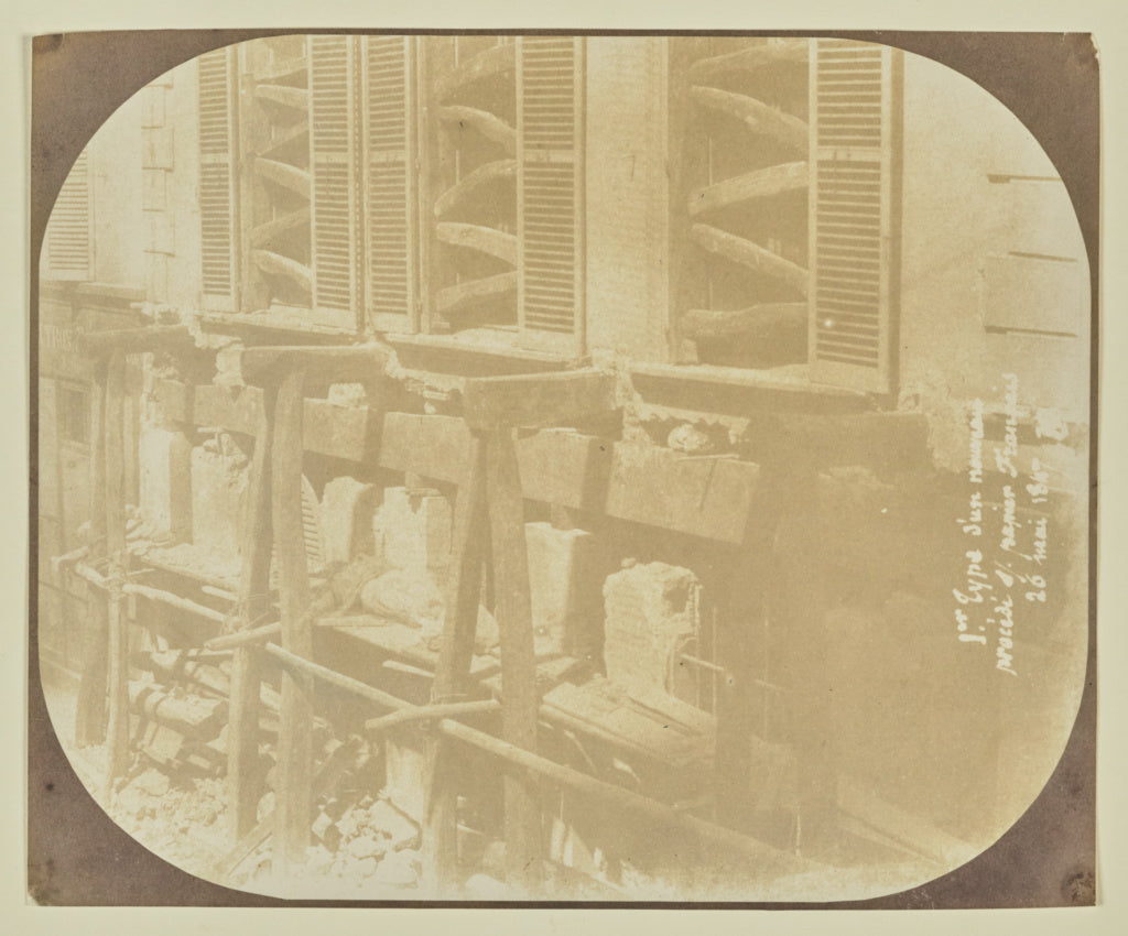 Hippolyte Bayard:[View of a Building Under Construction], Poster Print Wall Art