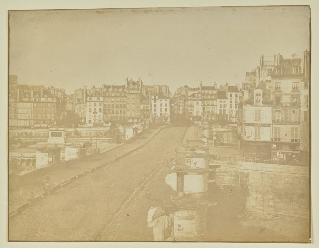 Hippolyte Bayard:[Pont Neuf with Chevalier optician shop], Poster Print Wall Art
