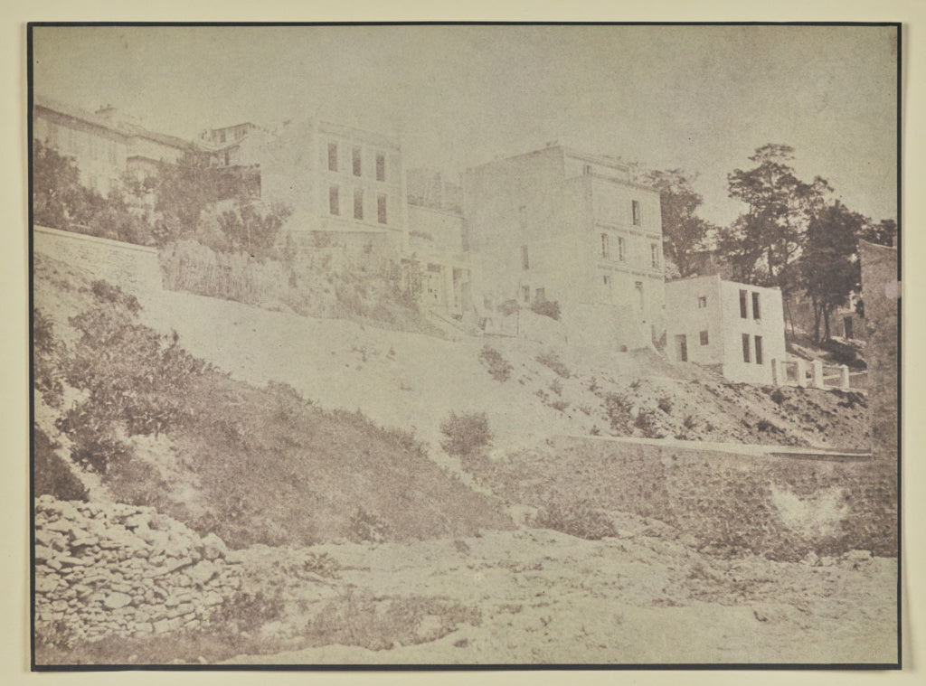 Hippolyte Bayard:[Row of houses on dirt hill], Poster Print Wall Art