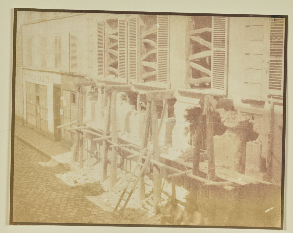 Hippolyte Bayard:[Street Scene, Building Under Construction], Poster Print Wall Art