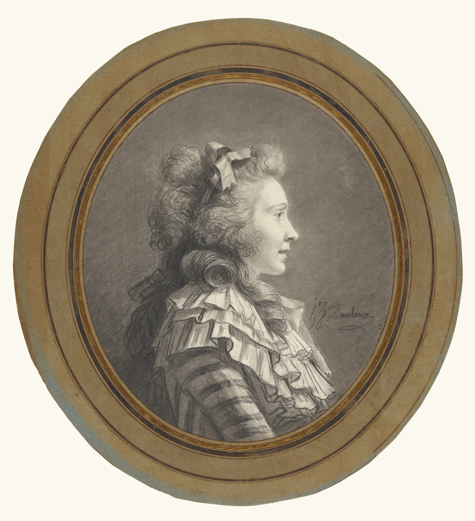 Henri-Pierre Danloux:Portrait of a Young Lady in Profile, Poster Print Wall Art