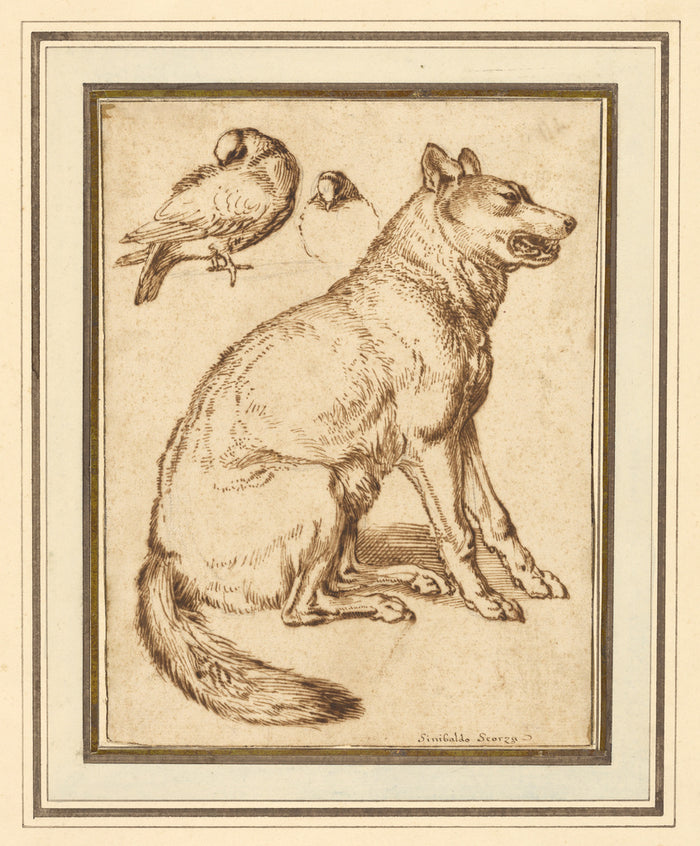 Sinibaldo Scorza:A Wolf and Two Doves,16x12