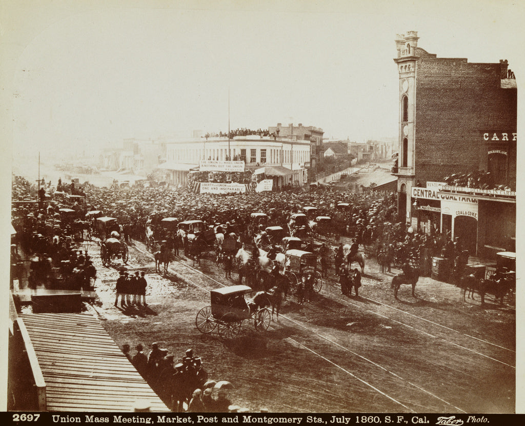 Carleton Watkins:Union Mass Meeting, Market, Post and Montgo, Poster Print Wall Art