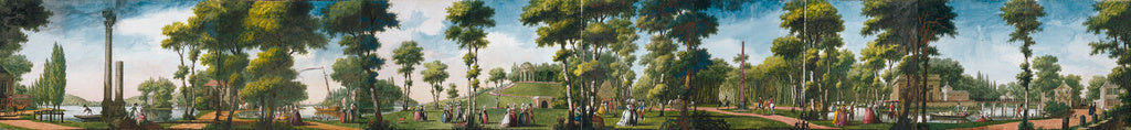 Louis Carrogis de Carmontelle:Figures Walking in a Parkland, Poster Print Wall Art