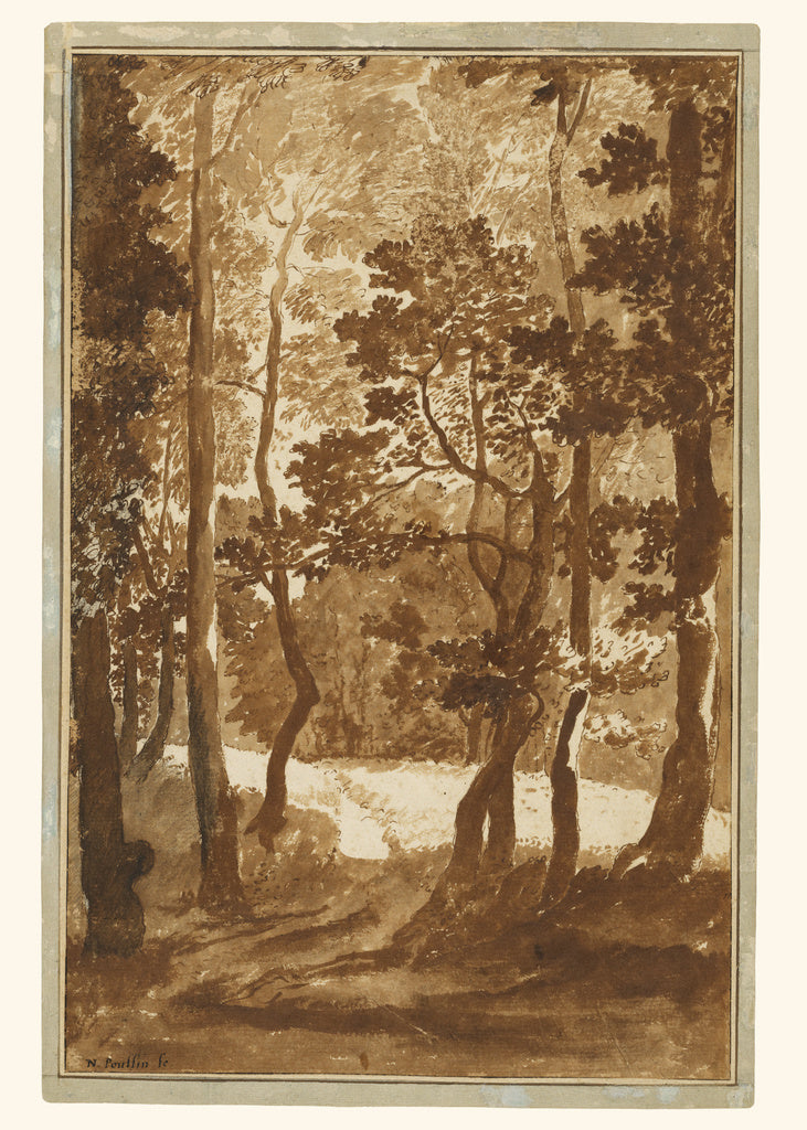 Nicolas Poussin:A Path Leading into a Forest Clearing, Poster Print Wall Art
