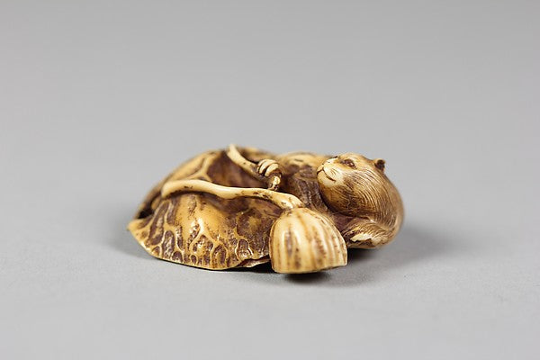 Netsuke of Beaver in Lotus Pond 18th cent,  Poster Print
