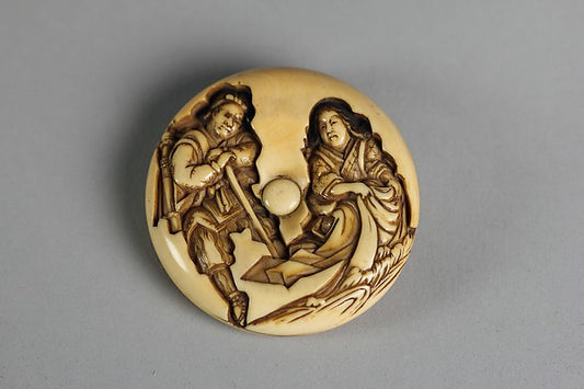 Netsuke with Two Carved Figures 19th cent,16x12"(A3) Poster