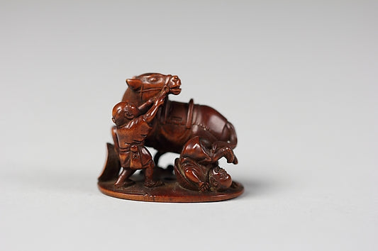 Netsuke of Two Men and Horse 18th cent,16x12"(A3) Poster