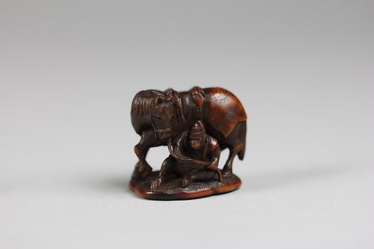 Netsuke of Monkey Holding Horse Rein 19th cent,16x12"(A3) Poster