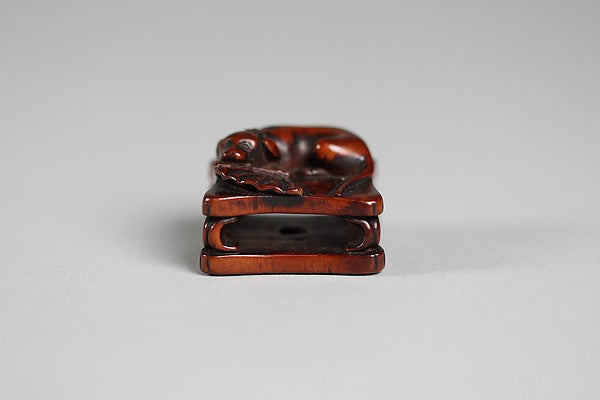 Netsuke of Dog and Fan on a Bench 19th cent,16x12"(A3) Poster