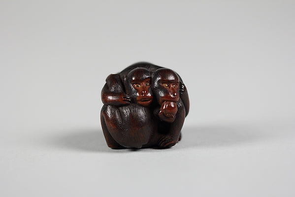 Netsuke of Three Monkeys Intertwined 19th cent,  Poster Print Wall Art