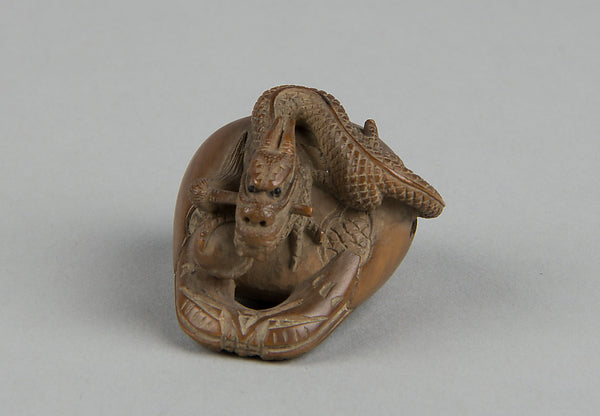 Netsuke of Dragon in a Nut 19th cent,  Poster Print Wall Art