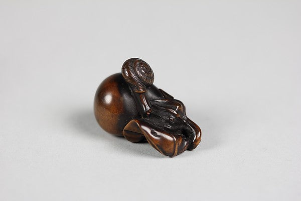 Netsuke of Snail on Eggplant 19th cent,  Poster Print Wall Art