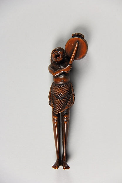 Netsuke of Ashinaga Beating a Drum 19th cent,  Poster Print Wall Art