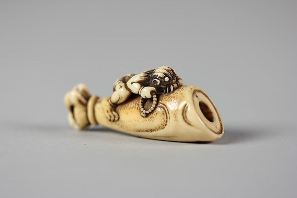 Netsuke of Hand and Forearm of a Demon with Small Demon on the,  Poster Print